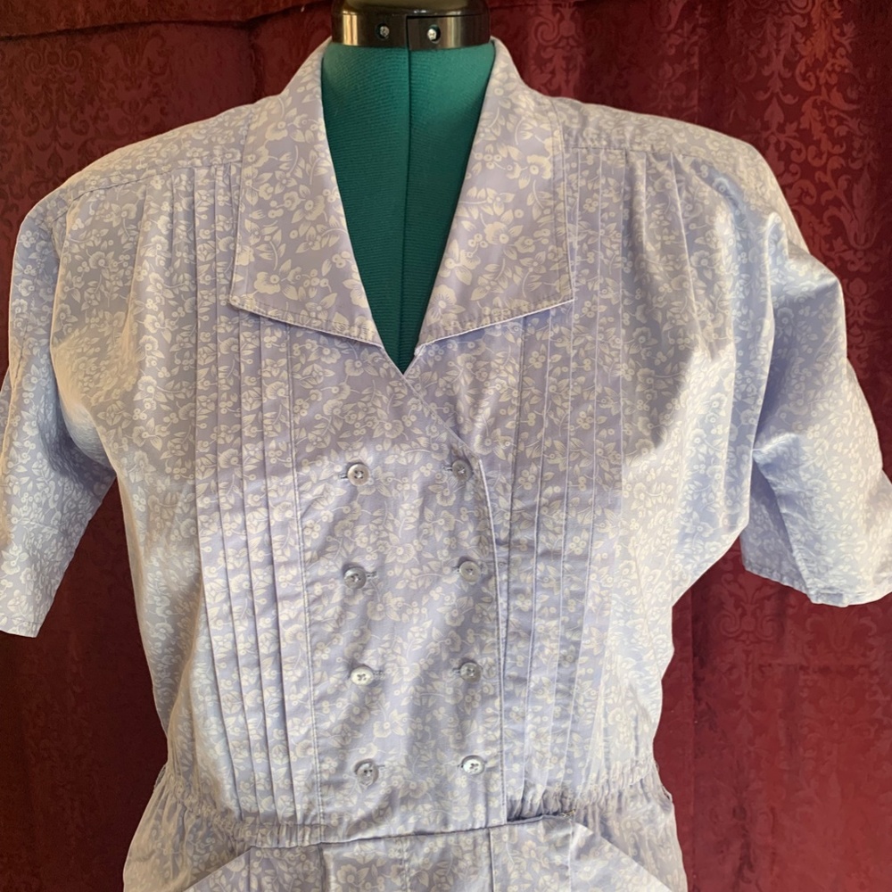 Laura Ashley Style 80’s Vintage Blue Floral Dress Women’s size 11/12